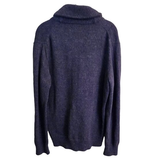 J. Crew Marled Navy Cotton Cardigan Sweater Grandpa Unisex Pockets Size M - Picture 3 of 4